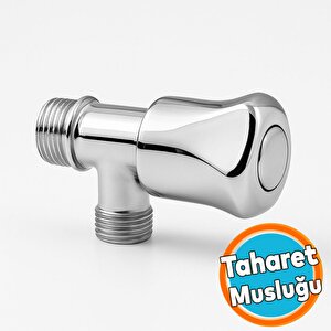 Taharet Musluğu Çevirmeli Döküm Metal Rezervuar Ara Musluk Wc Klozet Alafranga Flex Hortum Bağlantı