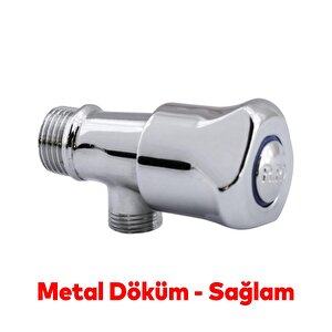 Taharet Musluğu Çevirmeli Döküm Metal Rezervuar Ara Musluk Wc Klozet Alafranga Flex Hortum Bağlantı