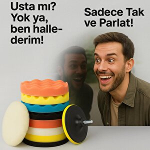 Polisaj Süngeri Seti + 300 Gr Cila 150 Mm Matkap Uyumlu Oto Seramik Wax Pasta Cila Parlatma Pedi
