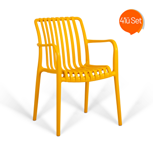 Linea Paris Lüks Kafe Sandalyesi 4'lü Açık Sarı