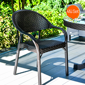 Bambu Sandalye 4’lü Set Acı Kahve