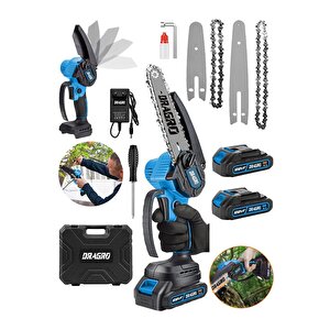 21 V Akülü Dal Kesme Budama Testere Bıçkı Makinesi Çift Akülü 15 Cm Yedek Zincirli