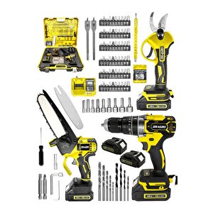Alman 3x2 Pro Set 2 Akülü Şarjlı 3 Lü Set Dal Budama Makası Dal Budama Testeresi Akülü Vidalama