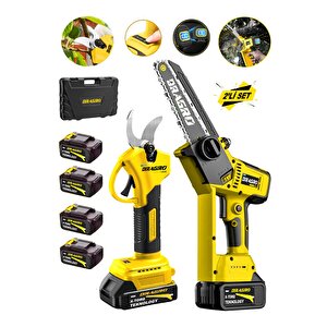 Alman Pro 2 Li Set  Kömürsüz Motor Otomatik Yağ Pompali Dal Budama Bağ Makası