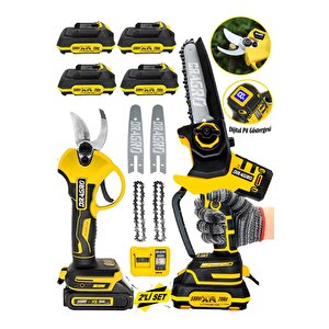 Alman Pro 598 Vf 20 Ah Dijital Göstergeli 4 Akülü Şarjlı Dal Ağaç Kesme Testere Ve Bağ Budama Makası