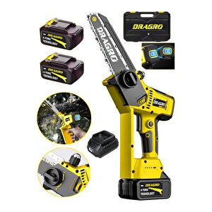 Dragro Alman 21 V 3000 Mah  Dijital Göstergeli Dal Budama Testeresi Kömürsüz Otomatik Yağlamalı 10 Pilli