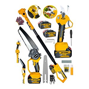 Dragro Alman 2'li Süper Set  3800 Vf 30 Ah Daflong Seri 2 Akülü Yağ Pompali Şarjlı  Budama Makası Testere