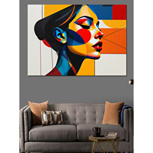 Soyut Renkli Kadın Portresi Dekoratif Kanvas - Mdf Ahşap Tablo