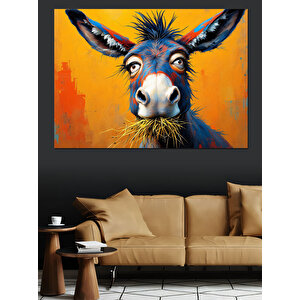 Renkli Soyut Eşek Portresi Dekoratif Kanvas - Mdf Ahşap Tablo 70x100 cm
