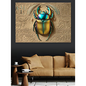 Altın Bokböceği Motifi Dekoratif Kanvas - Mdf Ahşap Tablo 25x35 cm