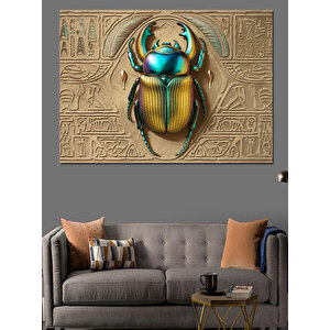 Altın Bokböceği Motifi Dekoratif Kanvas - Mdf Ahşap Tablo 25x35 cm