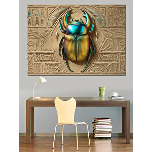 Altın Bokböceği Motifi Dekoratif Kanvas - Mdf Ahşap Tablo