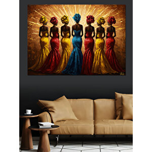 Geleneksel Kıyafetli Kadınlar Dizisi Dekoratif Kanvas - Mdf Ahşap Tablo 100x140 cm