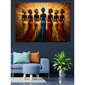 Geleneksel Kıyafetli Kadınlar Dizisi Dekoratif Kanvas - Mdf Ahşap Tablo