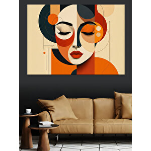 Soyut Portre Renkli Kadın Dekoratif Kanvas - Mdf Ahşap Tablo 35x50 cm
