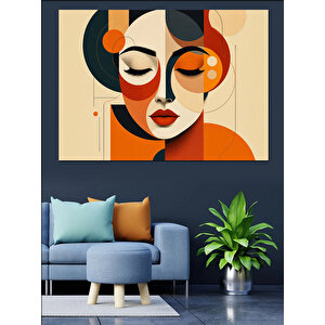 Soyut Portre Renkli Kadın Dekoratif Kanvas - Mdf Ahşap Tablo 35x50 cm