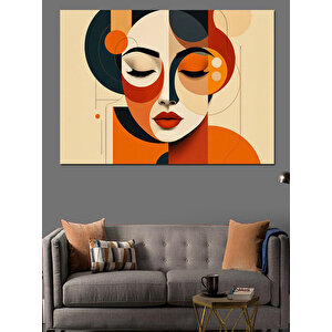 Soyut Portre Renkli Kadın Dekoratif Kanvas - Mdf Ahşap Tablo 35x50 cm