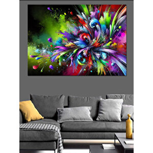 Renkli Soyut Patlayan Efekt Dekoratif Kanvas - Mdf Ahşap Tablo