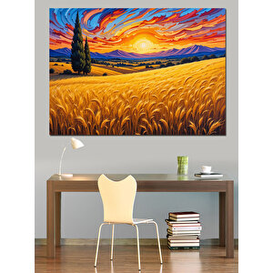 Buğday Tarlası Günü Dekoratif Kanvas - Mdf Ahşap Tablo 50x70 cm