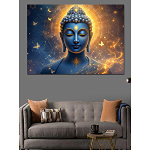 Parlayan Mavi Buda Dekoratif Kanvas - Mdf Ahşap Tablo 25x35 cm