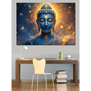 Parlayan Mavi Buda Dekoratif Kanvas - Mdf Ahşap Tablo 25x35 cm