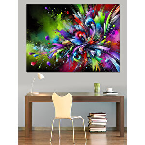 Renkli Soyut Patlayan Efekt Dekoratif Kanvas - Mdf Ahşap Tablo