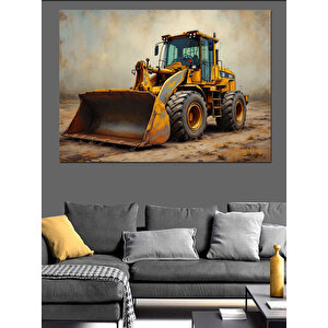 Sarı Renkli Kepçe Makinesi Dekoratif Kanvas - Mdf Ahşap Tablo 70x100 cm