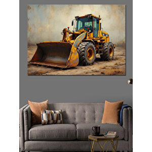 Sarı Renkli Kepçe Makinesi Dekoratif Kanvas - Mdf Ahşap Tablo