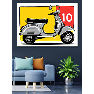 Sarı Klasik Scooter Dekoratif Kanvas - Mdf Ahşap Tablo