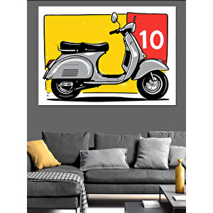 Sarı Klasik Scooter Dekoratif Kanvas - Mdf Ahşap Tablo 25x35 cm