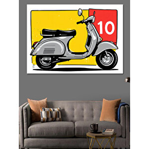 Sarı Klasik Scooter Dekoratif Kanvas - Mdf Ahşap Tablo