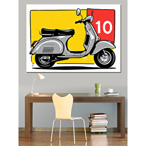 Sarı Klasik Scooter Dekoratif Kanvas - Mdf Ahşap Tablo 50x70 cm