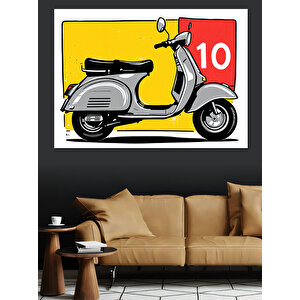 Sarı Klasik Scooter Dekoratif Kanvas - Mdf Ahşap Tablo 50x70 cm