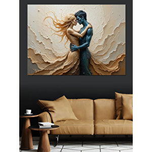 Kabartma Stilde Aşık Çift Dekoratif Kanvas - Mdf Ahşap Tablo 100x140 cm