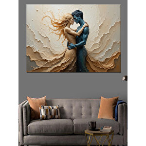 Kabartma Stilde Aşık Çift Dekoratif Kanvas - Mdf Ahşap Tablo 100x140 cm