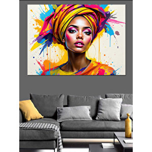 Renkli Kıyafetli Güzel Kadın Dekoratif Kanvas - Mdf Ahşap Tablo 100x140 cm