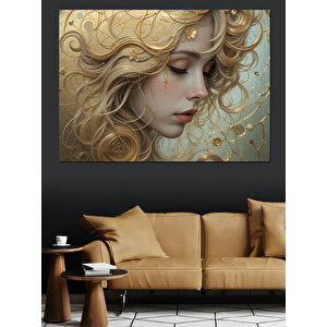 Altın Saçlı Portre Dekoratif Kanvas - Mdf Ahşap Tablo 50x70 cm