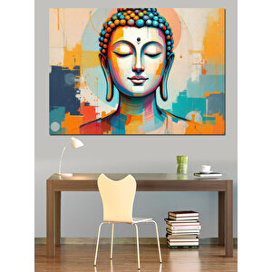Soyut Renkli Buda Portresi Dekoratif Kanvas - Mdf Ahşap Tablo