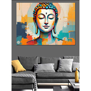 Soyut Renkli Buda Portresi Dekoratif Kanvas - Mdf Ahşap Tablo 70x100 cm