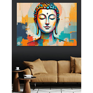 Soyut Renkli Buda Portresi Dekoratif Kanvas - Mdf Ahşap Tablo 70x100 cm
