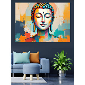 Soyut Renkli Buda Portresi Dekoratif Kanvas - Mdf Ahşap Tablo 70x100 cm