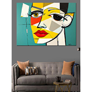 Soyut Renkli Picasso Tarzı Kadın Dekoratif Kanvas - Mdf Ahşap Tablo 35x50 cm