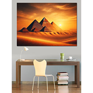 Altın Çöl Piramitleri Dekoratif Kanvas - Mdf Ahşap Tablo 70x100 cm