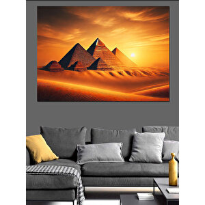 Altın Çöl Piramitleri Dekoratif Kanvas - Mdf Ahşap Tablo 70x100 cm