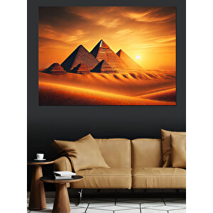 Altın Çöl Piramitleri Dekoratif Kanvas - Mdf Ahşap Tablo 70x100 cm