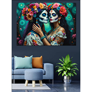 Geleneksel Ölüler Günü Kadınlar Dekoratif Kanvas - Mdf Ahşap Tablo