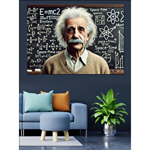 Einstein Ve Formüller Dekoratif Kanvas - Mdf Ahşap Tablo