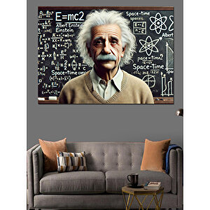 Einstein Ve Formüller Dekoratif Kanvas - Mdf Ahşap Tablo