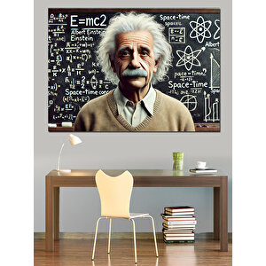 Einstein Ve Formüller Dekoratif Kanvas - Mdf Ahşap Tablo 50x70 cm