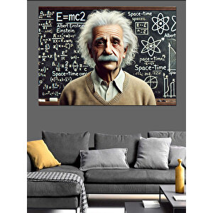 Einstein Ve Formüller Dekoratif Kanvas - Mdf Ahşap Tablo 50x70 cm